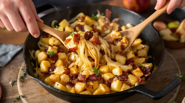 « Je la prépare en 10 minutes » : ma poêlée poireaux-pommes-lardons rapide pour toute la famille « Je la prépare en 10 minutes » : ma poêlée poireaux-pommes-lardons rapide pour toute la famille