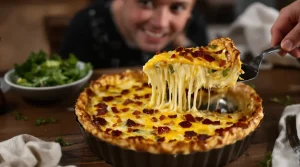 Ma quiche sans pâte simple et rapide en 5 étapes, aux poireaux et lardons